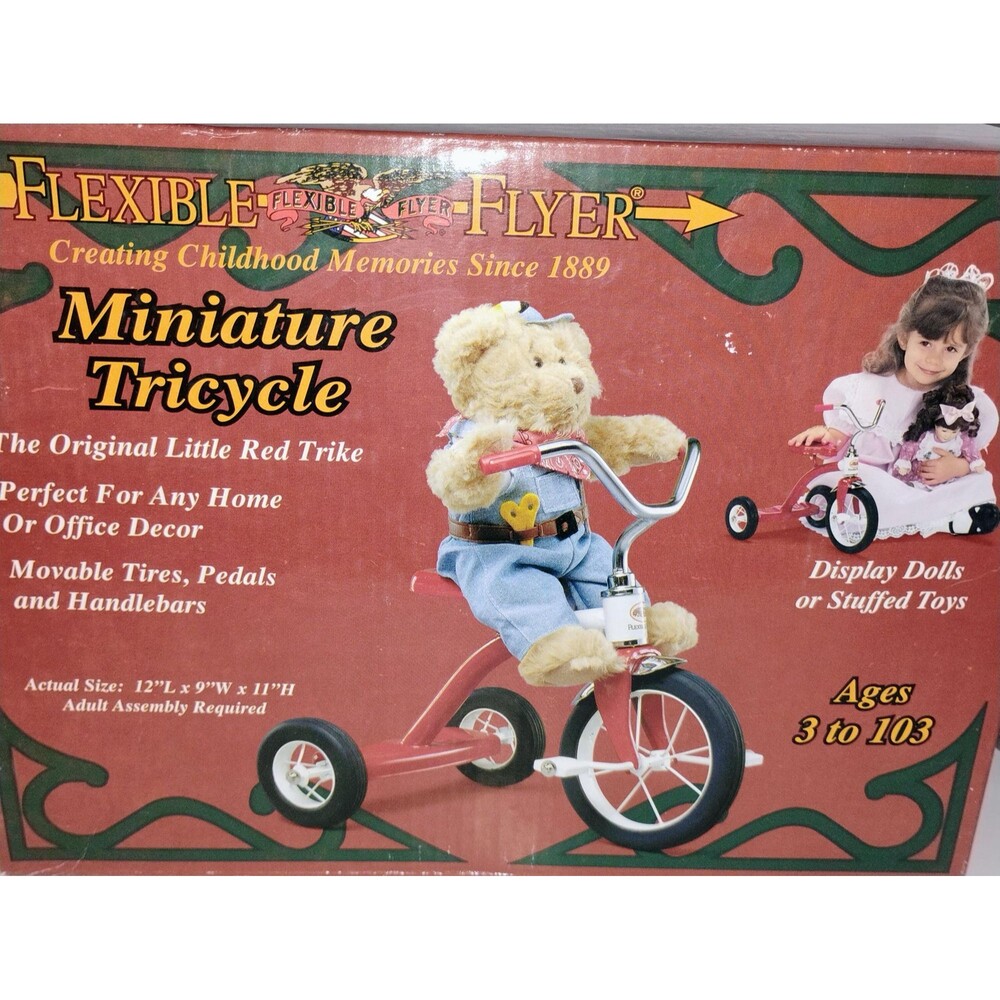 Flexible Flyer Miniature Tricycle, Doll Display, New In Box. collectible